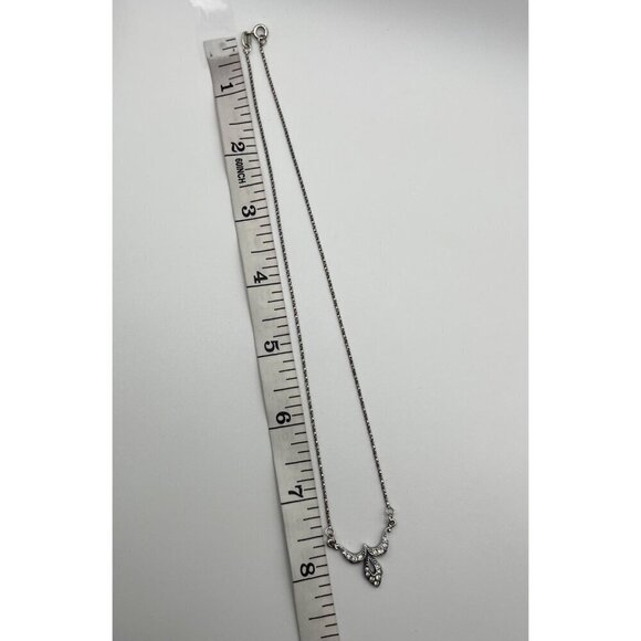 Sterling Silver 925 Crystal Fleur De Lis‎ Center Pendant Necklace Dainty Chain - Picture 5 of 5